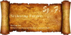 Szikszay Ferenc névjegykártya