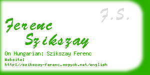 ferenc szikszay business card